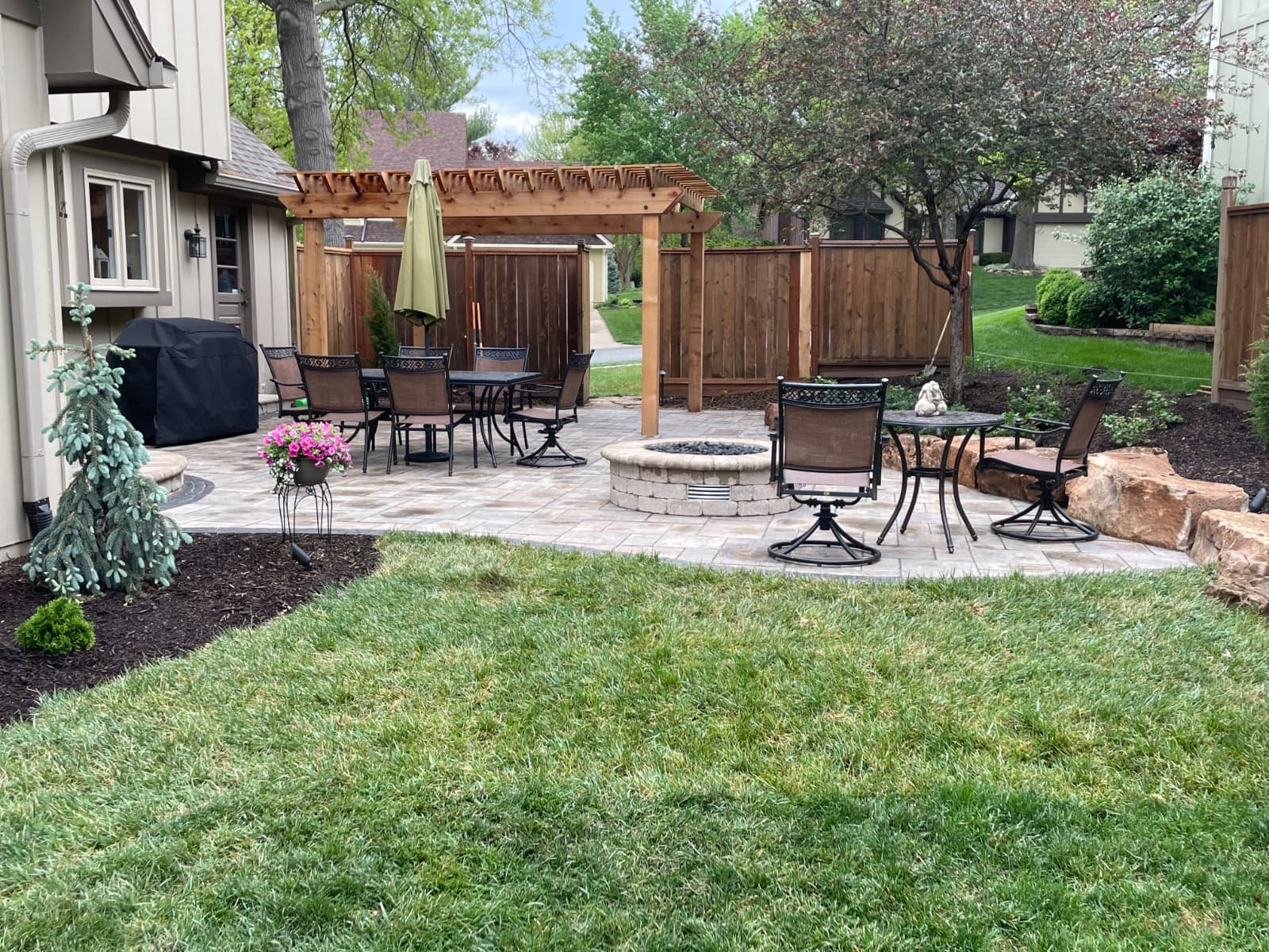 Rustic stone fire pit