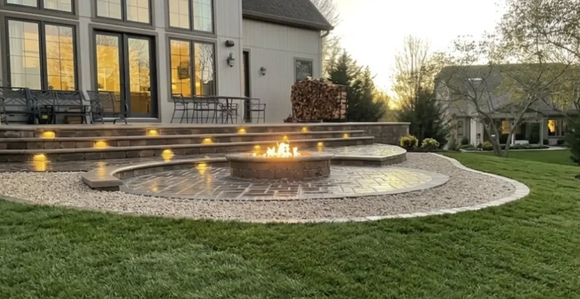 Outdoor stone fire pit