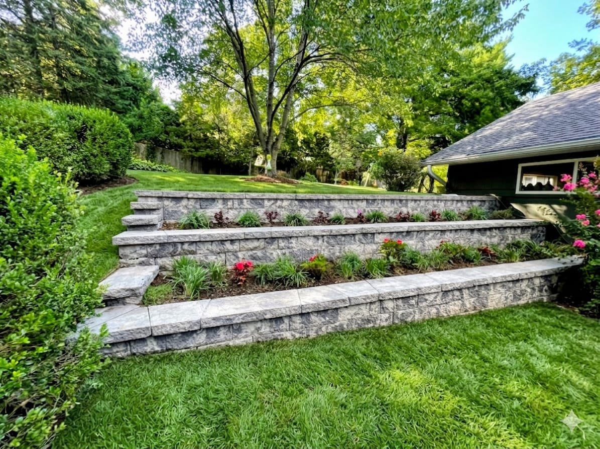 Stone retaining wall